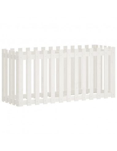 Fioriera Giardino a Recinzione Bianca 150x50x70cm Massello Pino