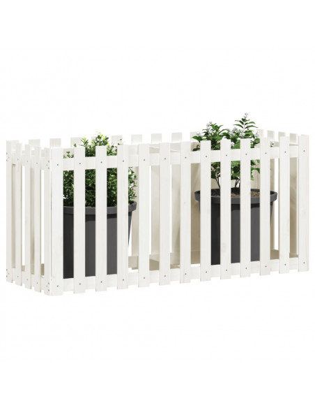 Fioriera Giardino a Recinzione Bianca 150x50x70cm Massello Pino