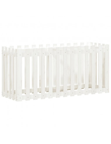 Fioriera Giardino a Recinzione Bianca 150x50x70cm Massello Pino