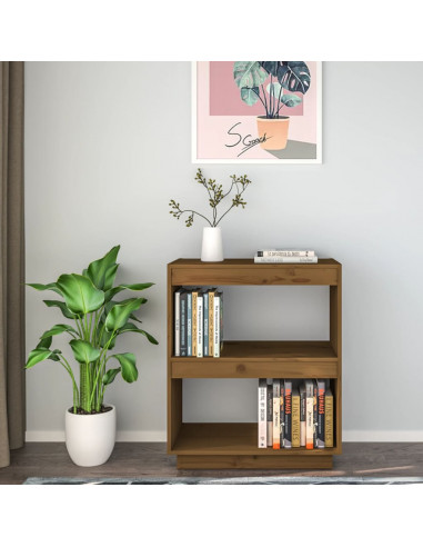 Libreria Marrone Miele 60x35x71 cm in Legno Massello di Pino