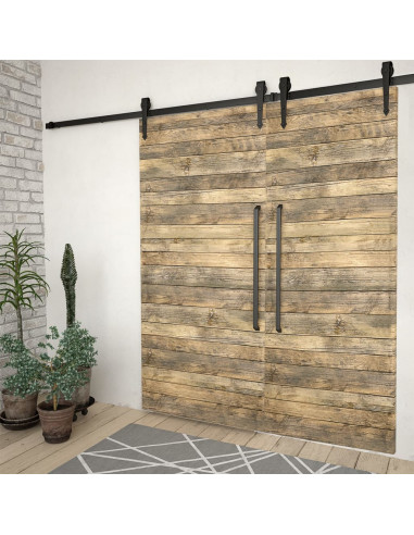 Kit di Binari per Porte Scorrevoli 2 pz 200 cm Acciaio Nero