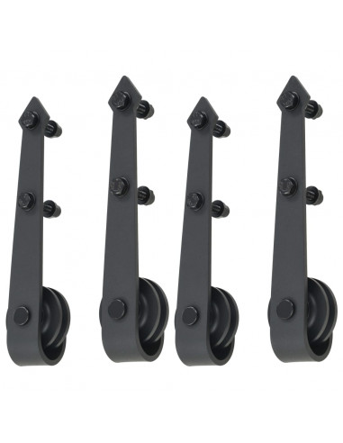 Kit di Binari per Porte Scorrevoli 2 pz 200 cm Acciaio Nero