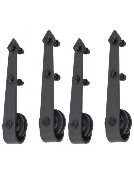 Kit di Binari per Porte Scorrevoli 2 pz 200 cm Acciaio Nero