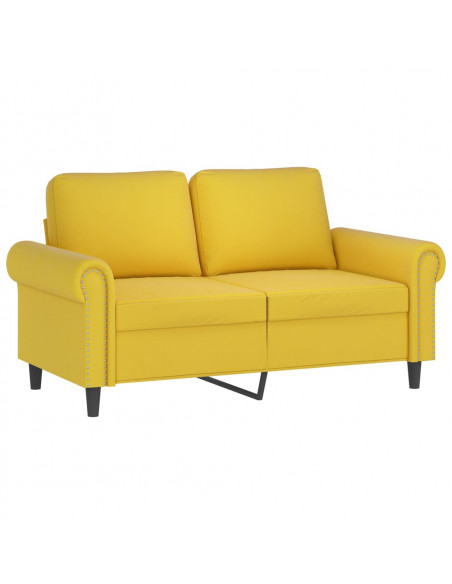 Divano a 2 Posti con Cuscini Giallo 120 cm in Velluto