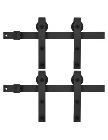 Kit di Binari per Porte Scorrevoli 2 pz 183 cm Acciaio Nero