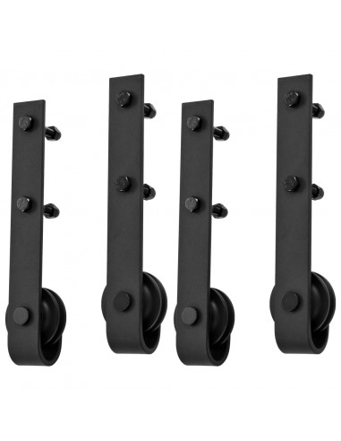 Kit di Binari per Porte Scorrevoli 2 pz 200 cm Acciaio Nero