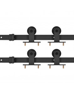 Kit di Binari per Porte Scorrevoli 2 pz 183 cm in Acciaio Nero 2