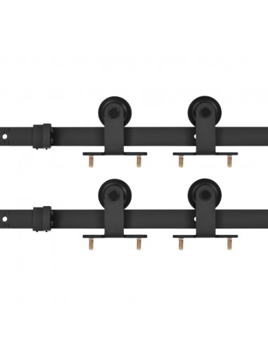 Kit di Binari per Porte Scorrevoli 2 pz 183 cm in Acciaio Nero