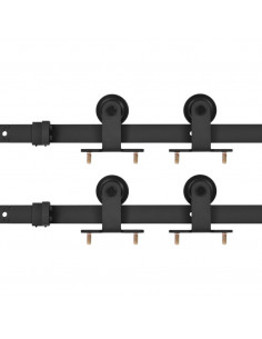 Kit di Binari per Porte Scorrevoli 2 pz 200 cm in Acciaio Nero 2