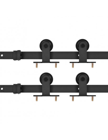 Kit di Binari per Porte Scorrevoli 2 pz 200 cm in Acciaio Nero