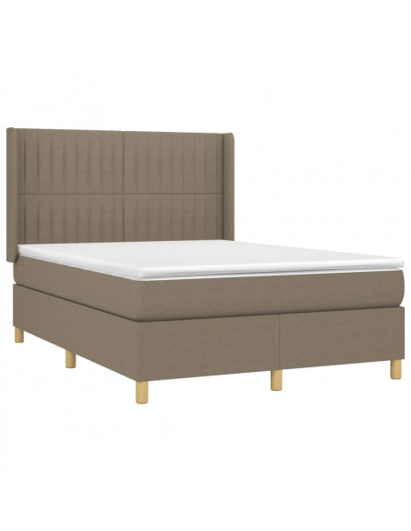 Letto a Molle con Materasso e LED Tortora 140x190 cm in Tessuto