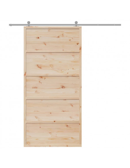 Porta per Granaio 100x208 cm in Legno Massello di Pino