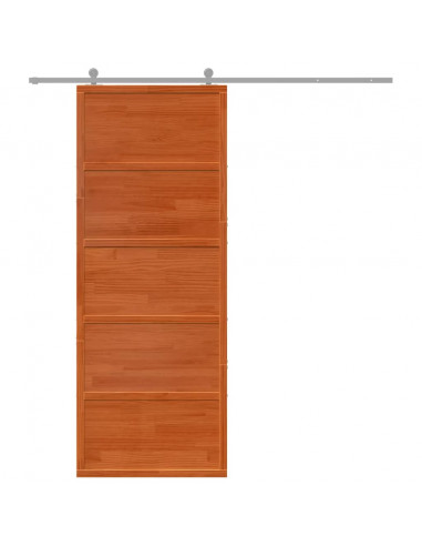 Porta del Granaio Marrone 80x208 cm in Legno Massello di Pino