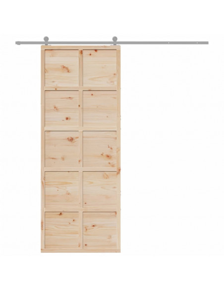 Porta per Granaio 80x208 cm in Legno Massello di Pino