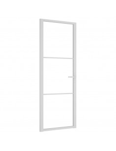 Porta Interna 76x201,5 cm Bianca in Vetro ESG e Alluminio 2