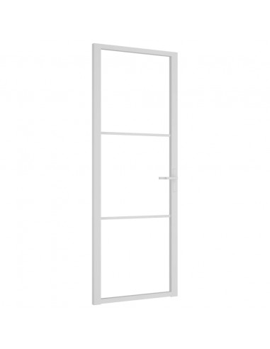 Porta Interna 76x201,5 cm Bianca in Vetro ESG e Alluminio