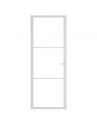 Porta Interna 76x201,5 cm Bianca in Vetro ESG e Alluminio