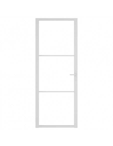 Porta Interna 76x201,5 cm Bianca in Vetro ESG e Alluminio