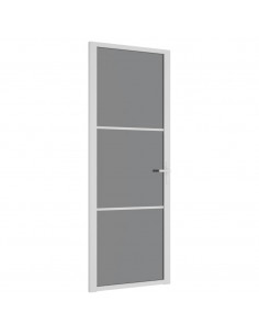 Porta Interna 76x201,5 cm Bianca in Vetro ESG e Alluminio 2