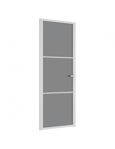 Porta Interna 76x201,5 cm Bianca in Vetro ESG e Alluminio