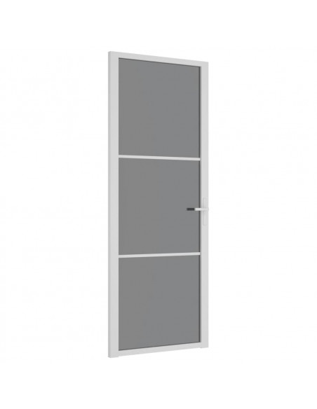 Porta Interna 76x201,5 cm Bianca in Vetro ESG e Alluminio
