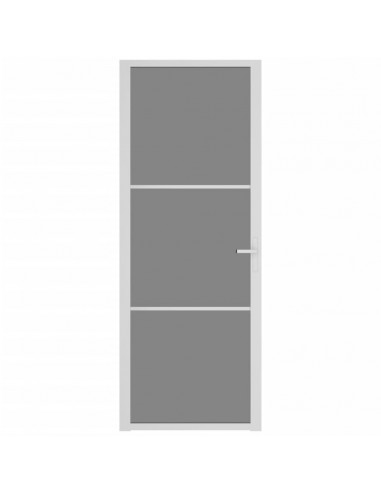 Porta Interna 76x201,5 cm Bianca in Vetro ESG e Alluminio