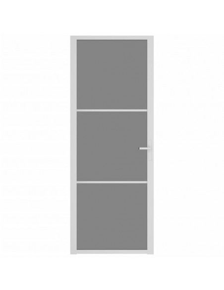 Porta Interna 76x201,5 cm Bianca in Vetro ESG e Alluminio