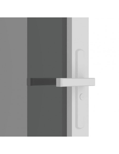 Porta Interna 76x201,5 cm Bianca in Vetro ESG e Alluminio