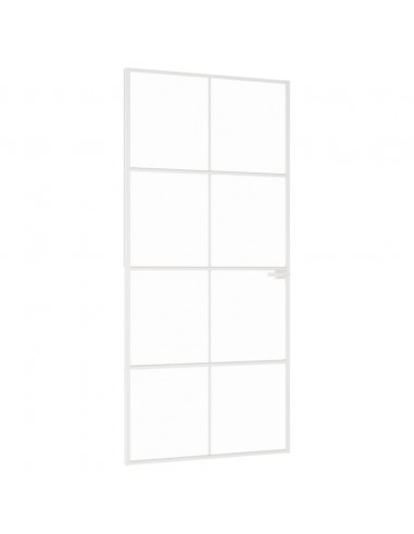 Porta Interna Bianca 93x201,5cm Vetro Temperato Alluminio Slim
