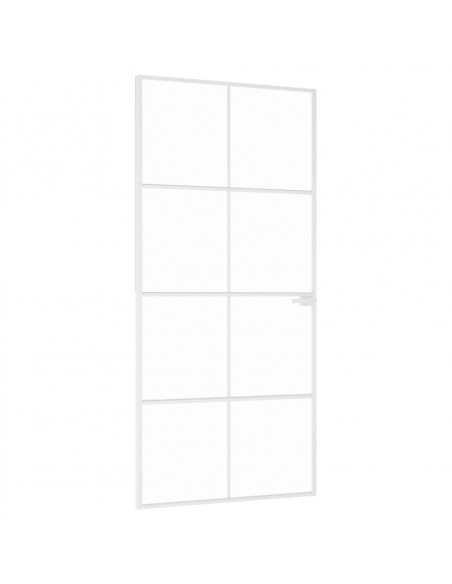 Porta Interna Bianca 93x201,5cm Vetro Temperato Alluminio Slim