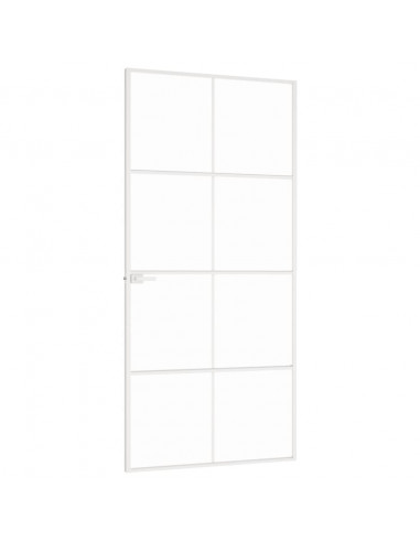 Porta Interna Bianca 93x201,5cm Vetro Temperato Alluminio Slim