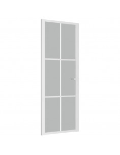 Porta Interna 76x201,5 cm Bianco Opaco Vetro e Alluminio 2