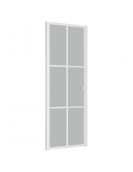 Porta Interna 76x201,5 cm Bianco Opaco Vetro e Alluminio