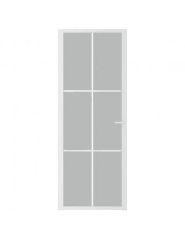 Porta Interna 76x201,5 cm Bianco Opaco Vetro e Alluminio