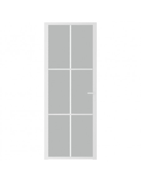 Porta Interna 76x201,5 cm Bianco Opaco Vetro e Alluminio