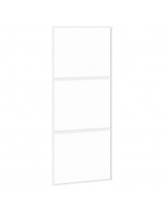 Porta Scorrevole Bianca 90x205 cm Vetro Temperato e Alluminio 2
