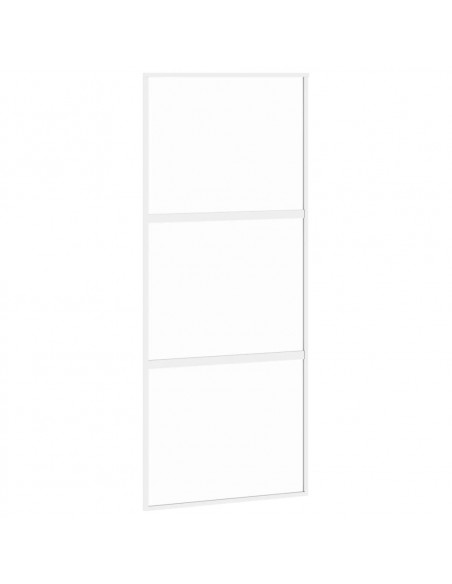 Porta Scorrevole Bianca 90x205 cm Vetro Temperato e Alluminio