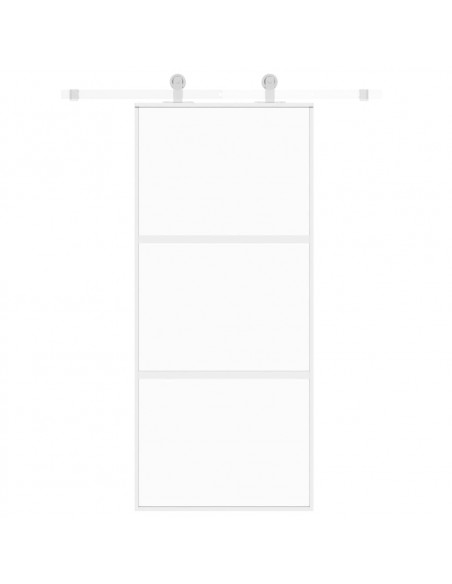 Porta Scorrevole Bianca 90x205 cm Vetro Temperato e Alluminio
