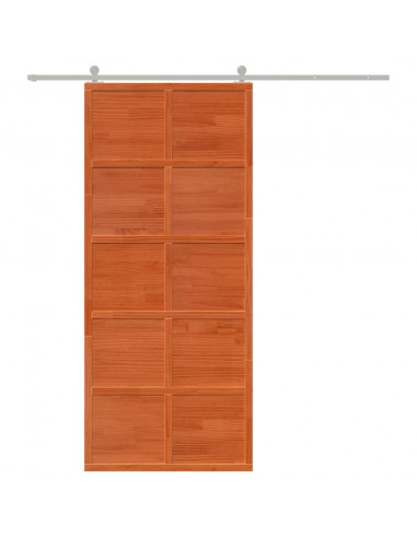 Porta del Granaio Marrone 90x208 cm in Legno Massello di Pino