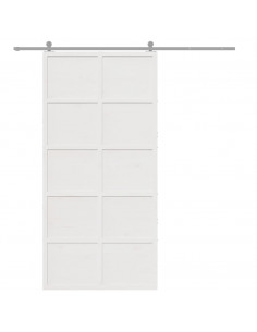 Porta del Granaio Bianca 100x208 cm in Legno Massello di Pino 2