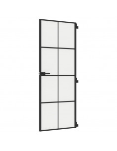 Porta Interni Sottile Nera 76x201,5cm Vetro Temperato Alluminio 2