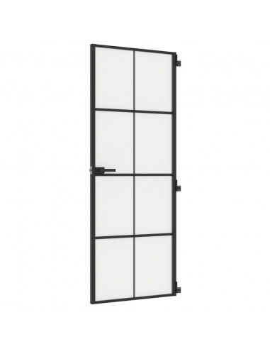Porta Interni Sottile Nera 76x201,5cm Vetro Temperato Alluminio
