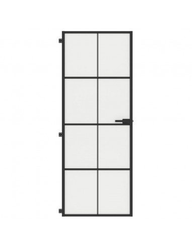 Porta Interni Sottile Nera 76x201,5cm Vetro Temperato Alluminio