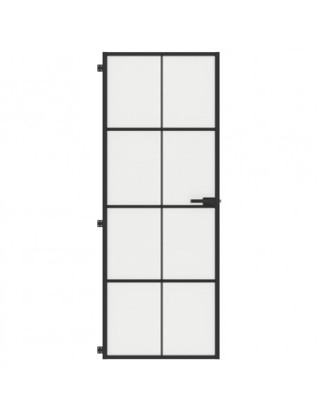 Porta Interni Sottile Nera 76x201,5cm Vetro Temperato Alluminio