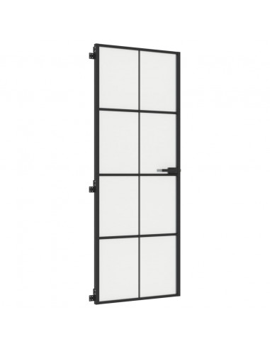 Porta Interni Sottile Nera 76x201,5cm Vetro Temperato Alluminio