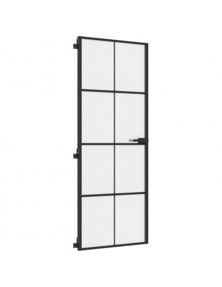 Porta Interni Sottile Nera 76x201,5cm Vetro Temperato Alluminio
