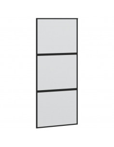 Porta Scorrevole Nera 90x205 cm in Vetro Temperato e Alluminio 2