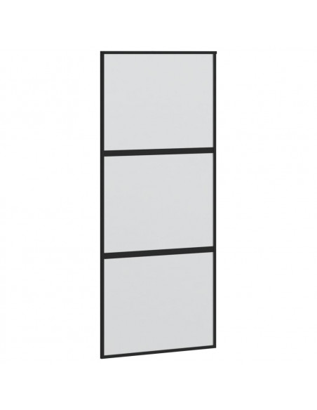 Porta Scorrevole Nera 90x205 cm in Vetro Temperato e Alluminio