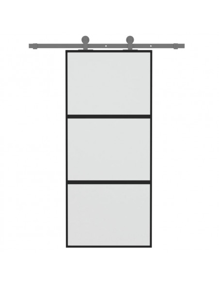Porta Scorrevole Nera 90x205 cm in Vetro Temperato e Alluminio