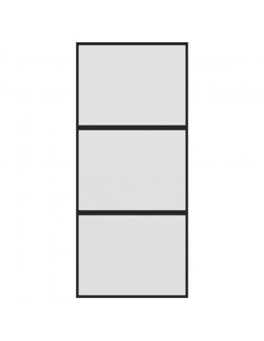 Porta Scorrevole Nera 90x205 cm in Vetro Temperato e Alluminio